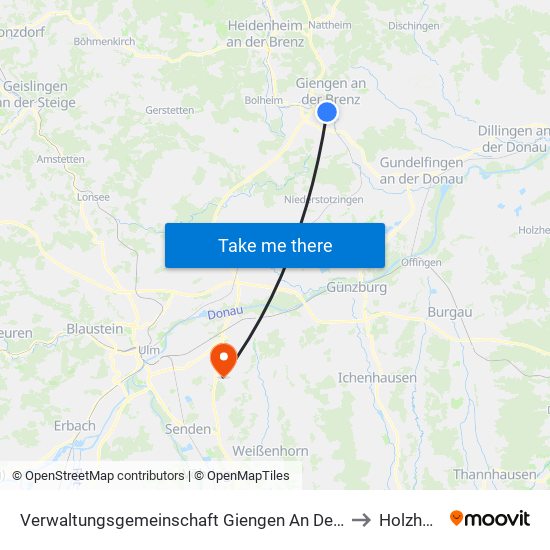 Verwaltungsgemeinschaft Giengen An Der Brenz to Holzheim map