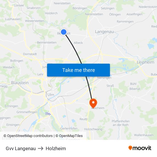 Gvv Langenau to Holzheim map