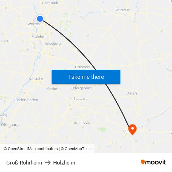 Groß-Rohrheim to Holzheim map