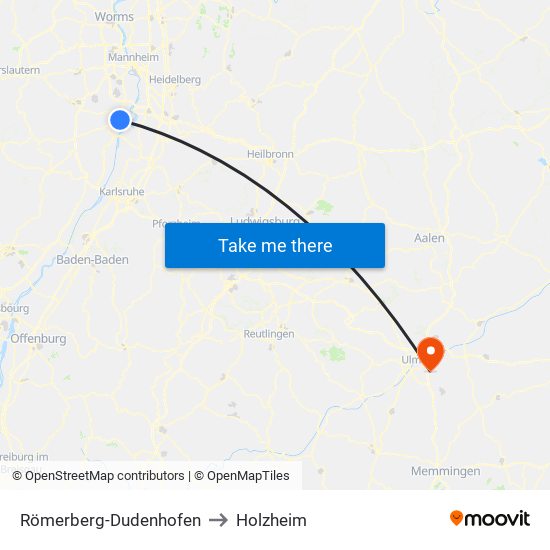 Römerberg-Dudenhofen to Holzheim map