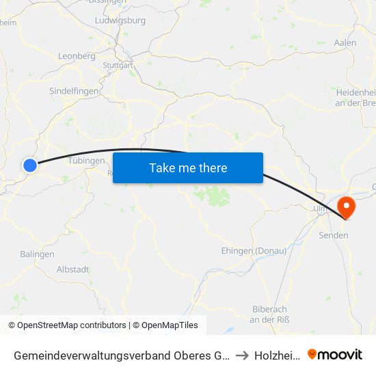 Gemeindeverwaltungsverband Oberes Gäu to Holzheim map