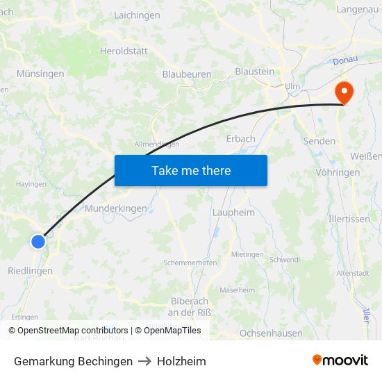 Gemarkung Bechingen to Holzheim map