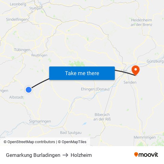 Gemarkung Burladingen to Holzheim map