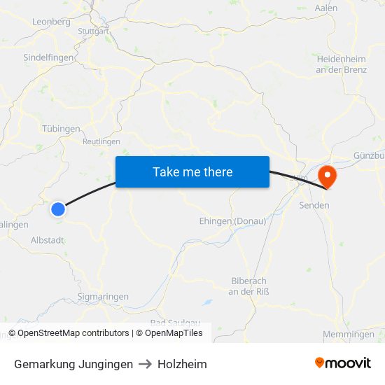 Gemarkung Jungingen to Holzheim map