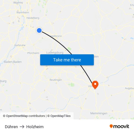 Dühren to Holzheim map