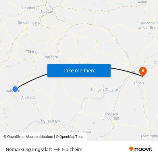 Gemarkung Engstlatt to Holzheim map