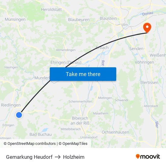 Gemarkung Heudorf to Holzheim map