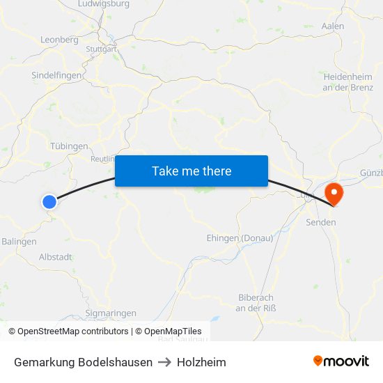 Gemarkung Bodelshausen to Holzheim map