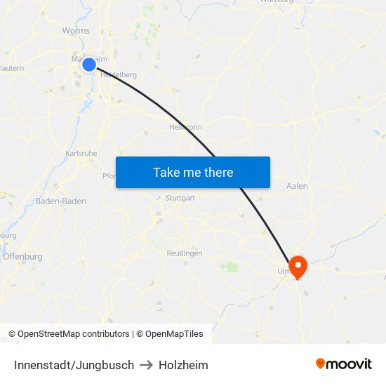 Innenstadt/Jungbusch to Holzheim map