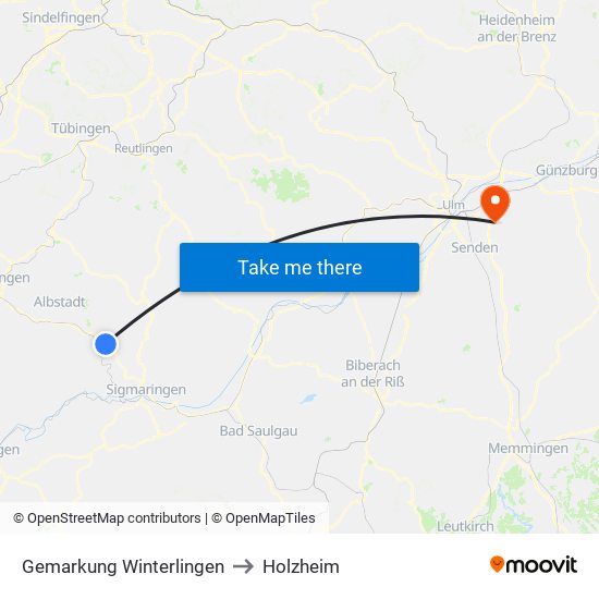 Gemarkung Winterlingen to Holzheim map