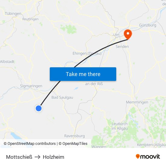 Mottschieß to Holzheim map