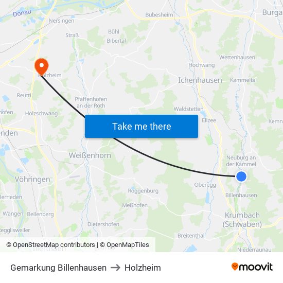 Gemarkung Billenhausen to Holzheim map