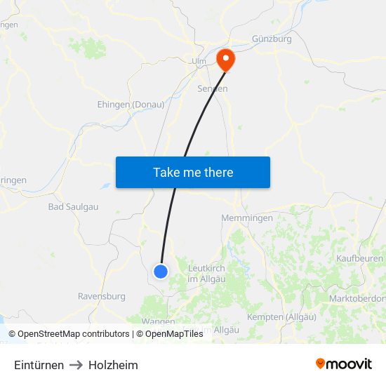 Eintürnen to Holzheim map