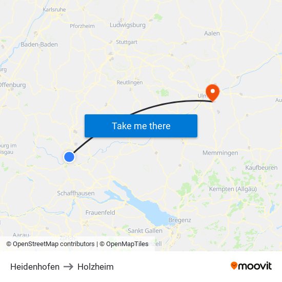 Heidenhofen to Holzheim map