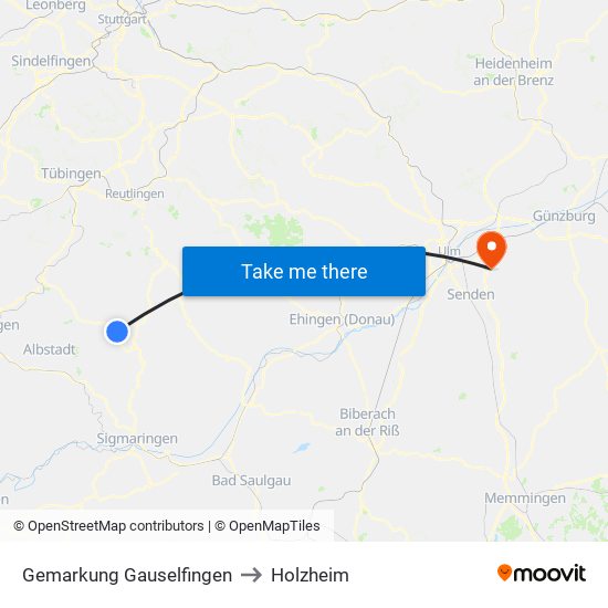 Gemarkung Gauselfingen to Holzheim map