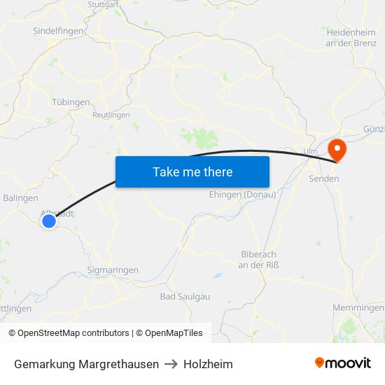 Gemarkung Margrethausen to Holzheim map