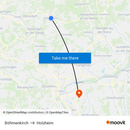 Böhmenkirch to Holzheim map