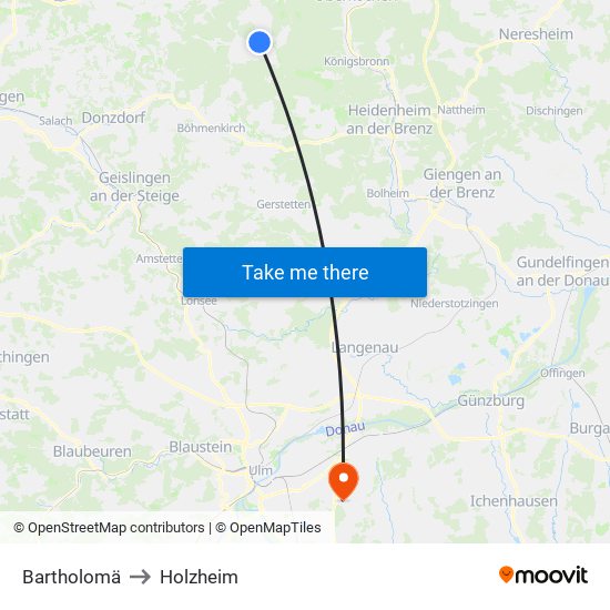 Bartholomä to Holzheim map