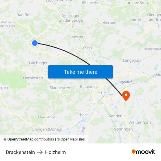 Drackenstein to Holzheim map