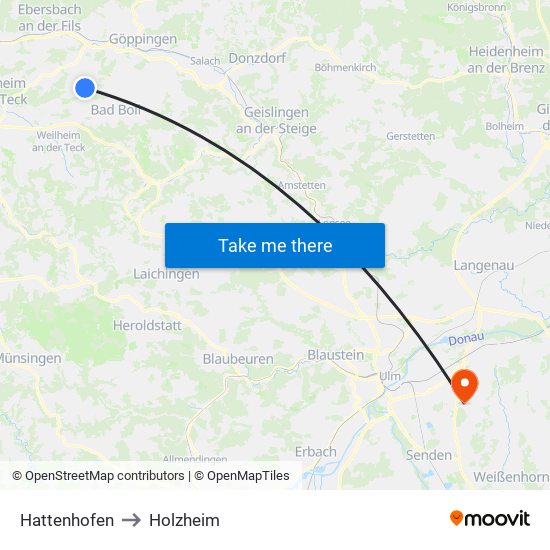 Hattenhofen to Holzheim map