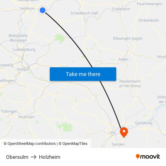 Obersulm to Holzheim map