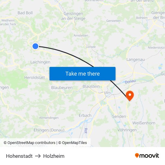Hohenstadt to Holzheim map