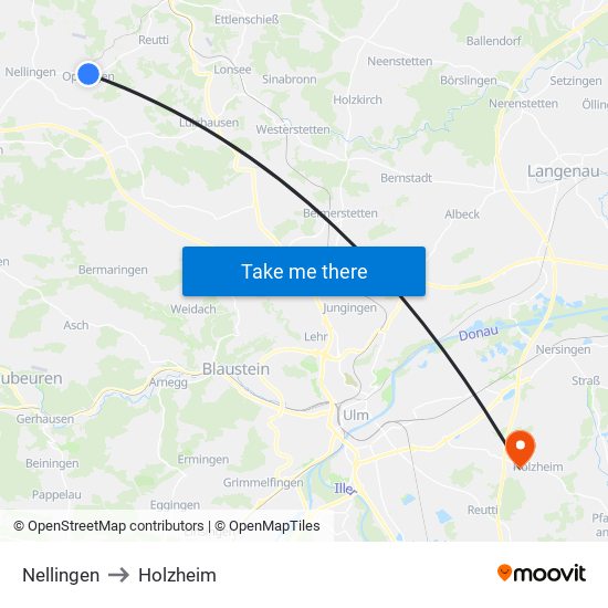 Nellingen to Holzheim map