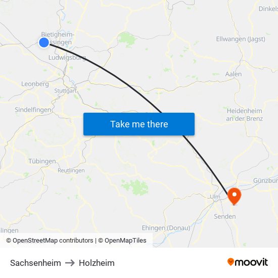 Sachsenheim to Holzheim map