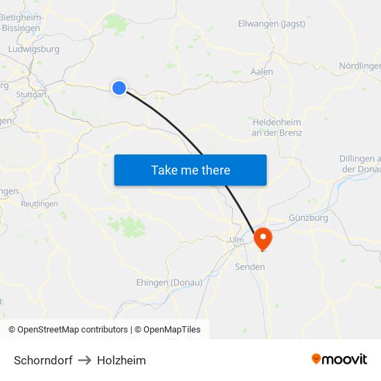 Schorndorf to Holzheim map