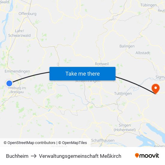 Buchheim to Verwaltungsgemeinschaft Meßkirch map