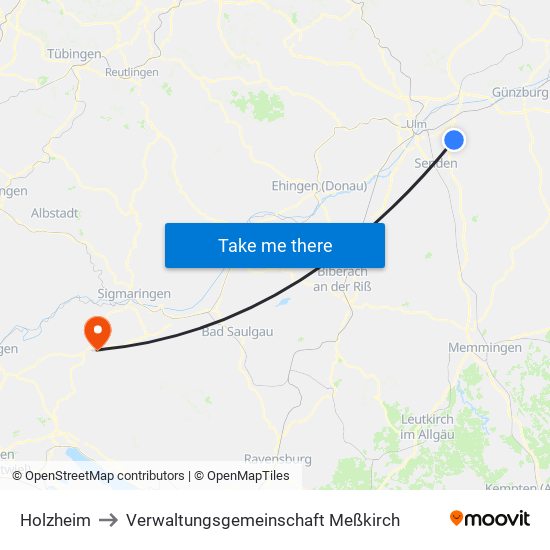 Holzheim to Verwaltungsgemeinschaft Meßkirch map