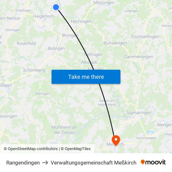 Rangendingen to Verwaltungsgemeinschaft Meßkirch map