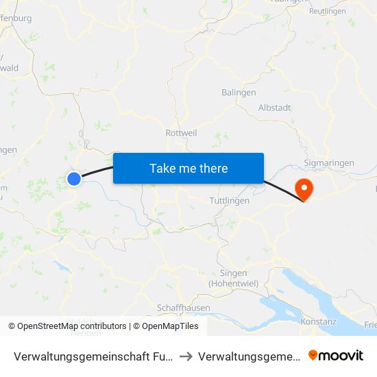 Verwaltungsgemeinschaft Furtwangen Im Schwarzwald to Verwaltungsgemeinschaft Meßkirch map