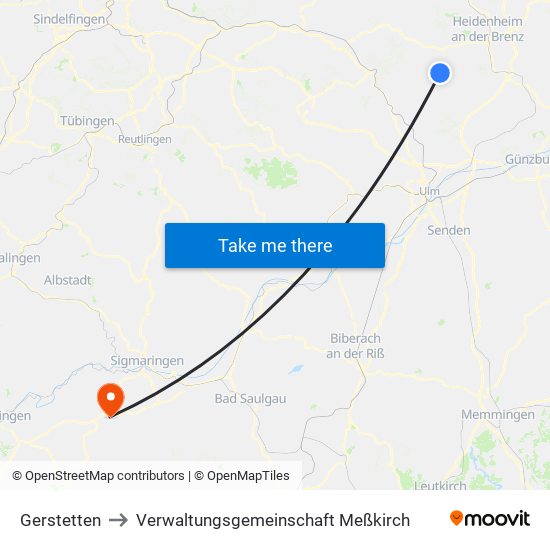Gerstetten to Verwaltungsgemeinschaft Meßkirch map