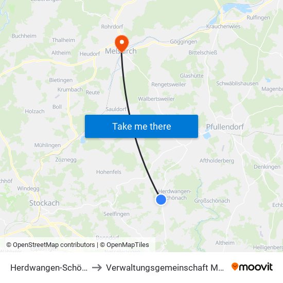 Herdwangen-Schönach to Verwaltungsgemeinschaft Meßkirch map