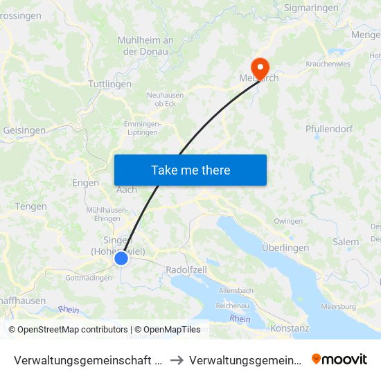 Verwaltungsgemeinschaft Singen (Hohentwiel) to Verwaltungsgemeinschaft Meßkirch map