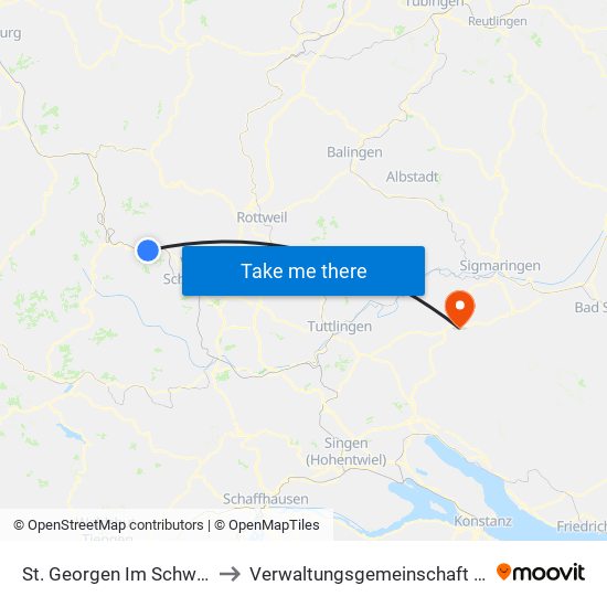 St. Georgen Im Schwarzwald to Verwaltungsgemeinschaft Meßkirch map