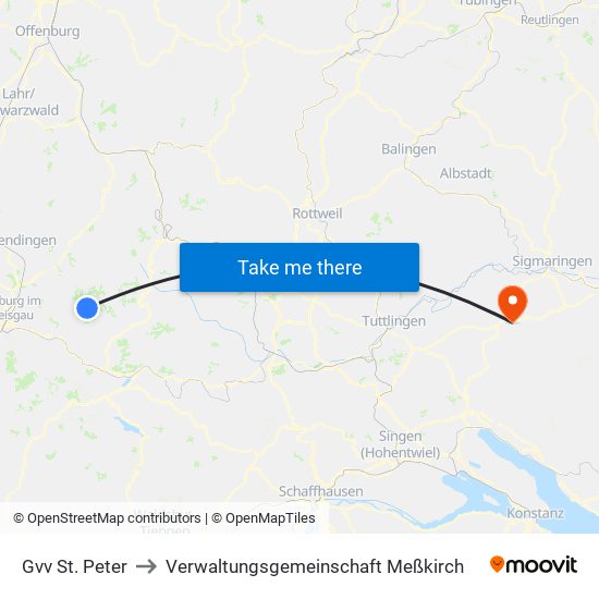 Gvv St. Peter to Verwaltungsgemeinschaft Meßkirch map