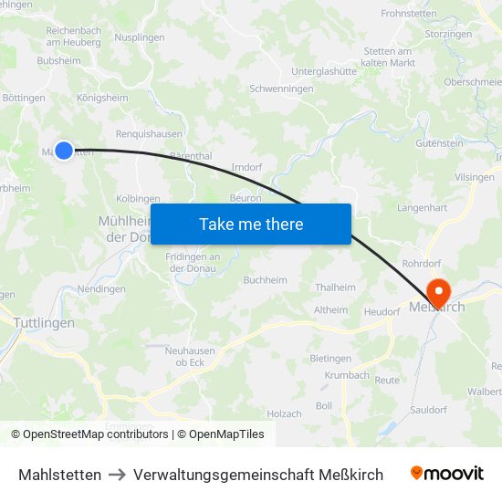 Mahlstetten to Verwaltungsgemeinschaft Meßkirch map