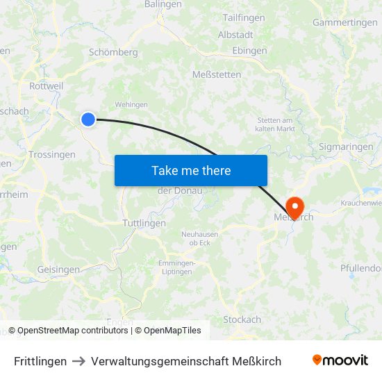 Frittlingen to Verwaltungsgemeinschaft Meßkirch map