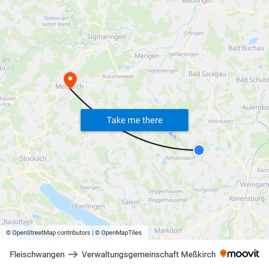 Fleischwangen to Verwaltungsgemeinschaft Meßkirch map