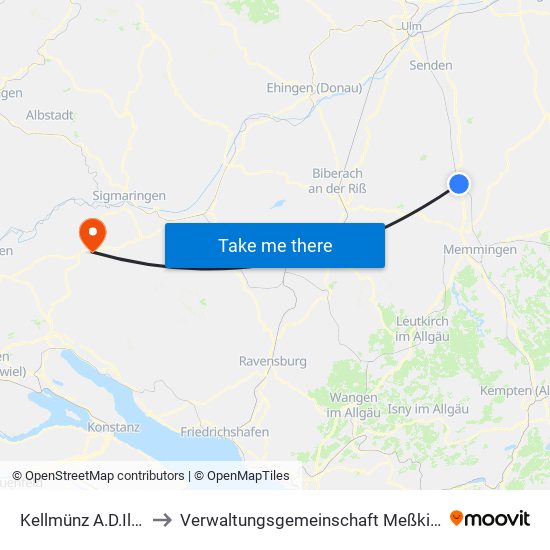 Kellmünz A.D.Iller to Verwaltungsgemeinschaft Meßkirch map