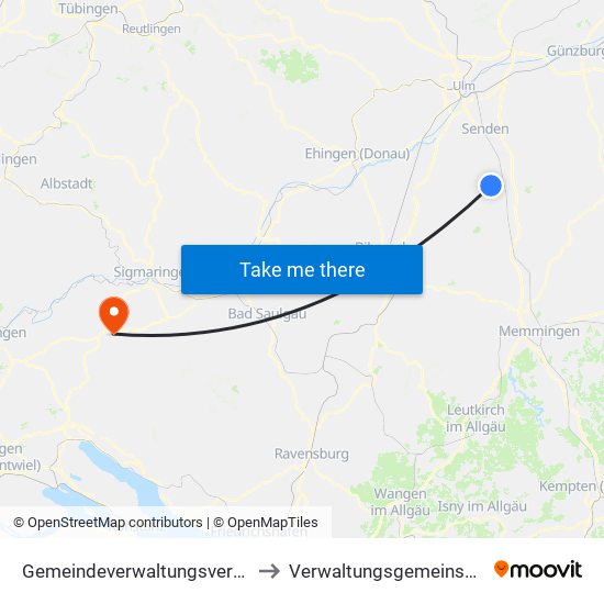 Gemeindeverwaltungsverband Dietenheim to Verwaltungsgemeinschaft Meßkirch map