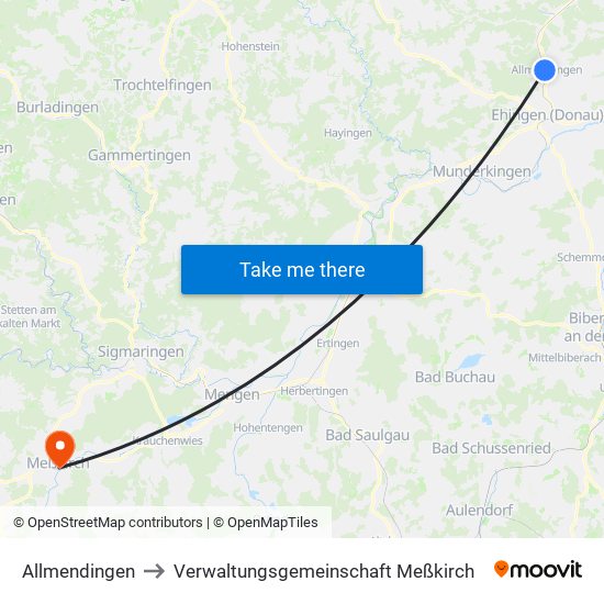 Allmendingen to Verwaltungsgemeinschaft Meßkirch map