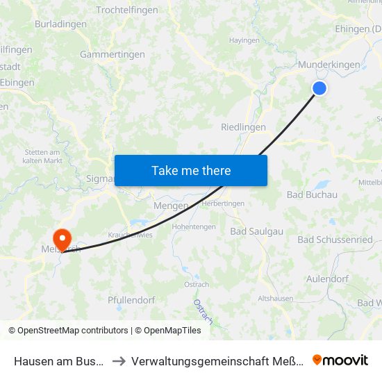 Hausen am Bussen to Verwaltungsgemeinschaft Meßkirch map