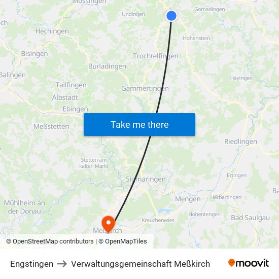 Engstingen to Verwaltungsgemeinschaft Meßkirch map