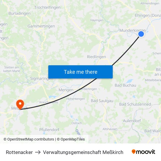 Rottenacker to Verwaltungsgemeinschaft Meßkirch map