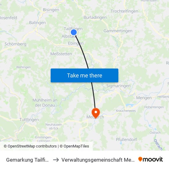 Gemarkung Tailfingen to Verwaltungsgemeinschaft Meßkirch map
