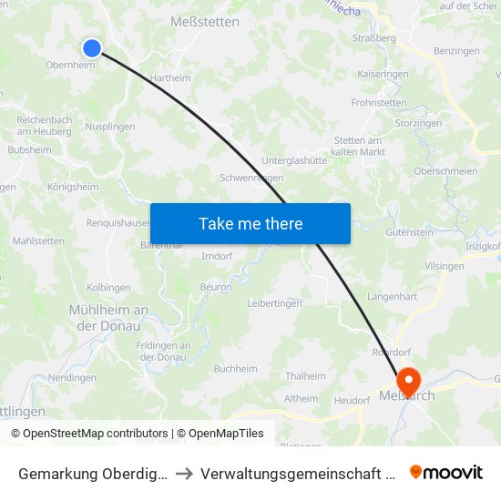 Gemarkung Oberdigisheim to Verwaltungsgemeinschaft Meßkirch map