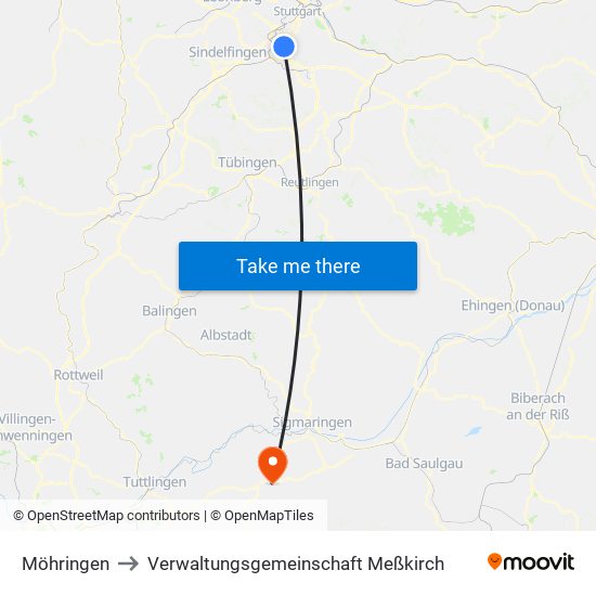 Möhringen to Verwaltungsgemeinschaft Meßkirch map